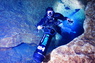 TJ with a DPV in Little River Cave with Dayo Scuba Orlando Florida